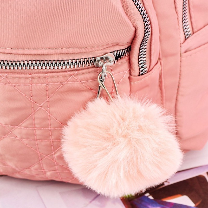 Mini Mochila Bolsa Feminina Matelassê Com Chaveiro Pompom