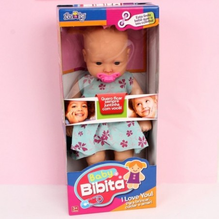 Boneca Infantil Bebê Bibita Baby C/ Chupeta Nova Toys