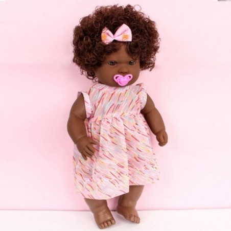 Boneca Infantil Baby Bebety Doll Negra C/ Chupeta Nova Toys
