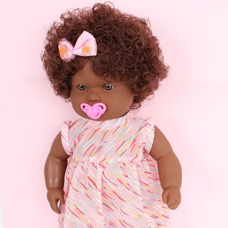 Boneca Infantil Baby Bebety Doll Negra C/ Chupeta Nova Toys