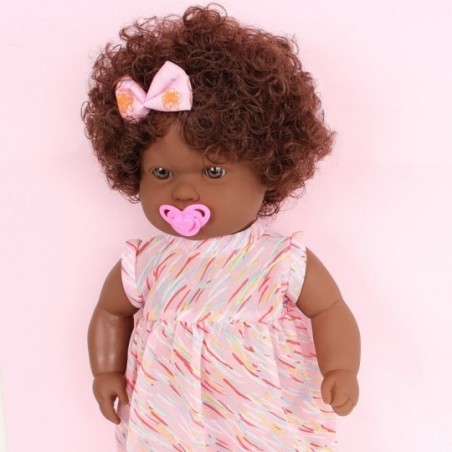 Boneca Infantil Baby Bebety Doll Negra C/ Chupeta Nova Toys