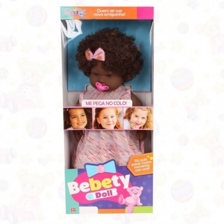 Boneca Infantil Baby Bebety Doll Negra C/ Chupeta Nova Toys