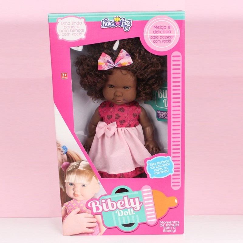 Boneca Infantil Bibely Doll Negra Meiga E Delicada Nova Toys