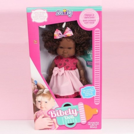 Boneca Infantil Bibely Doll Negra Meiga E Delicada Nova Toys