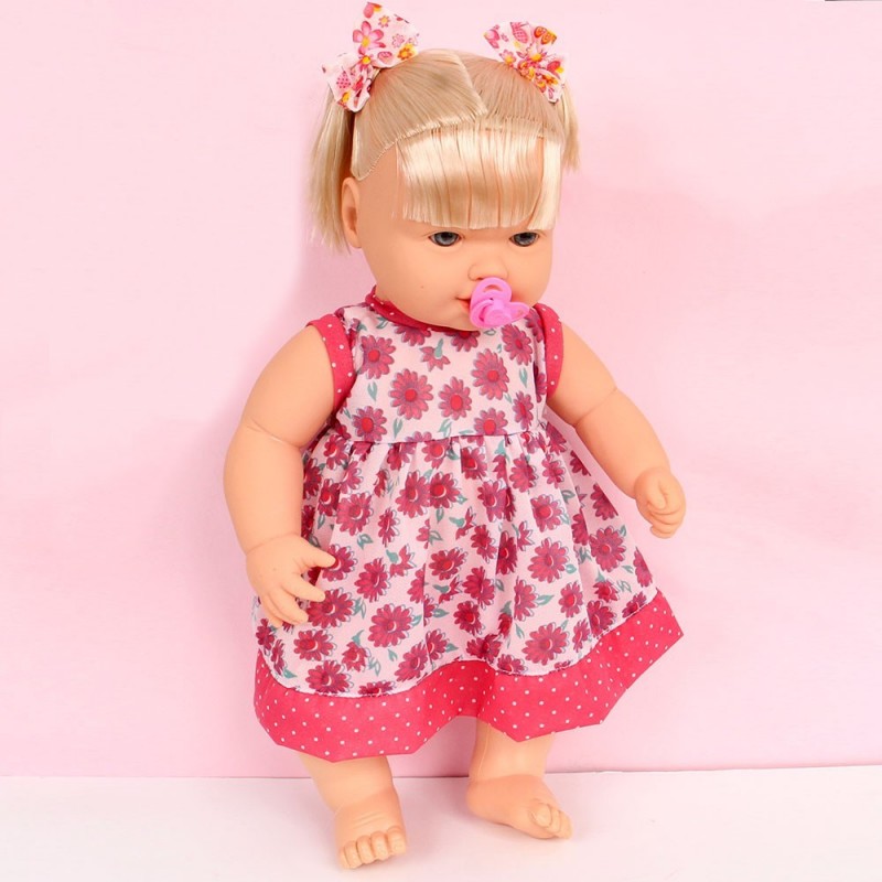 Boneca Infantil Baby Bebety Doll Loira C/ Chupeta Nova Toys