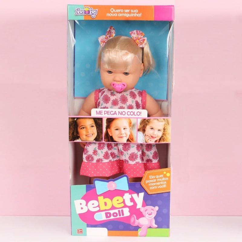 Boneca Infantil Baby Bebety Doll Loira C/ Chupeta Nova Toys