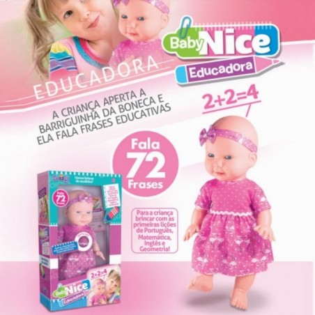 Boneca Infantil Baby Nice Educadora Fala 72 Frases Nova Toys