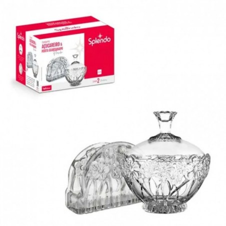 Conjunto Açucareiro 240ml e Porta Guardanapo 11 cm Florido