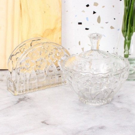 Conjunto Açucareiro 240ml e Porta Guardanapo 11 cm Florido