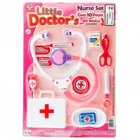 Kit Médico Little Doctors Girls Com 9 Peças Brinquedo Infantil