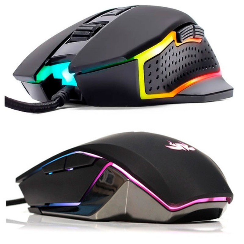 Mouse Gamer Com Fio RGB 4800 DPI USB 2.0 7 Botões 100mA