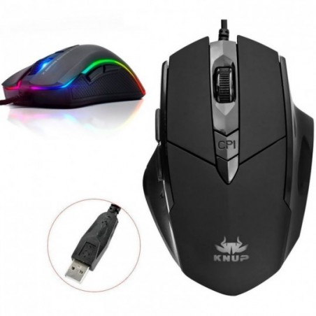 Mouse Gamer Com Fio RGB 4800 DPI USB 2.0 7 Botões 100mA