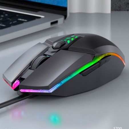 Mouse Gamer Com Fio RGB 4800 DPI USB 2.0 7 Botões 100mA
