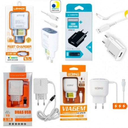 Kit Carregador Turbo Completo P/ iPhone IOS 100-240V