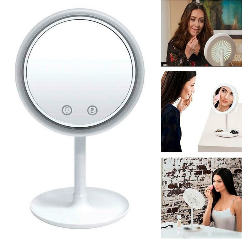 Espelho Articulável Maquiagem Touch Ventilador Luzes LED 5X