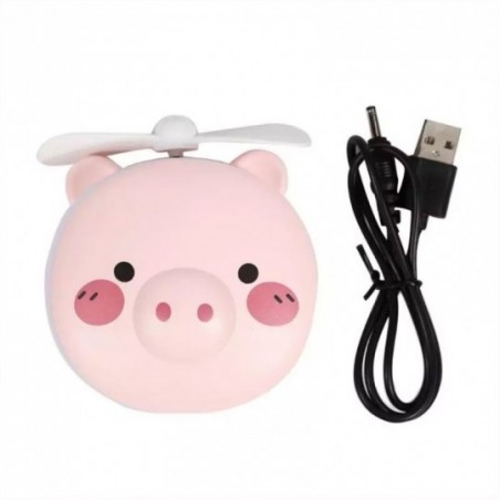 Espelho LED USB Portátil Maquiagem C/ Ventilador Bichinhos