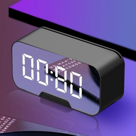 Caixa De Som Rádio Relógio Despertador À Pilha 2 Níveis Luz