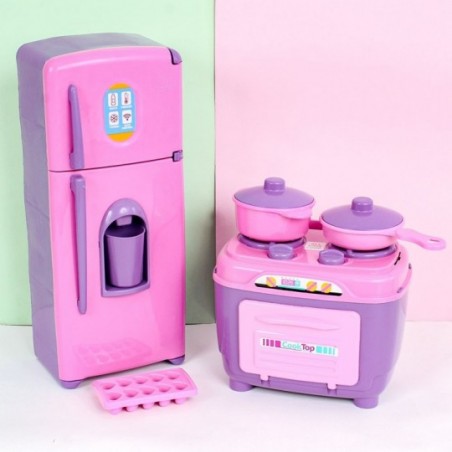 Kit Cozinha Infantil Com Geladeira + Fogão + Acessórios