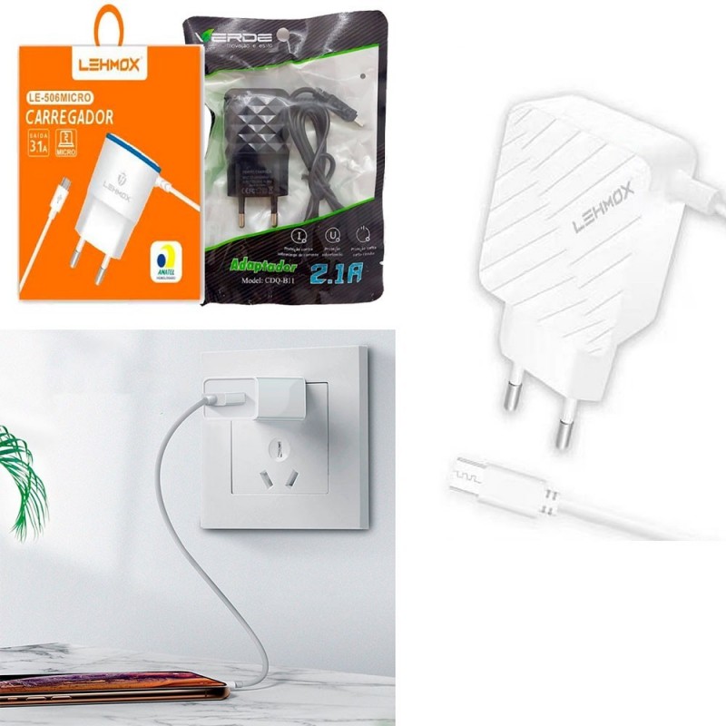 Carregador Turbo Micro USB V8 Fonte Completo 3.1A