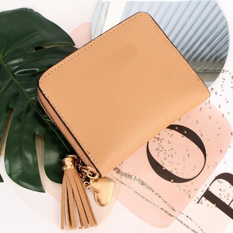 Carteira Feminina Porta Cartões C/ Tassel Pingente Coração