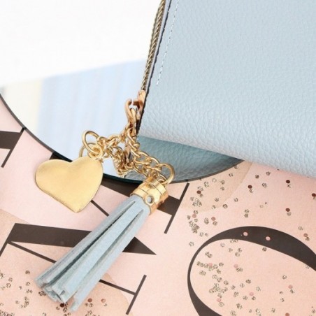 Carteira Feminina Porta Cartões C/ Tassel Pingente Coração