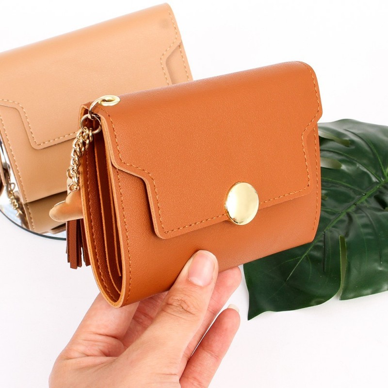 Carteira Feminina C/ Tassel Pingente Coração Porta Cartões