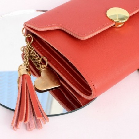 Carteira Feminina C/ Tassel Pingente Coração Porta Cartões
