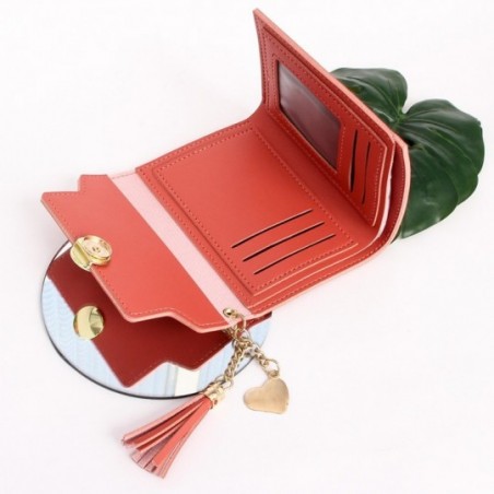 Carteira Feminina C/ Tassel Pingente Coração Porta Cartões