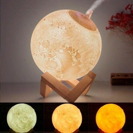 Umidificador Climatizador De Ar 3D Formato Lua Luminária Led