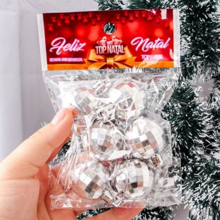 Kit 6 Bolas De Natal Pendurar Facetadas Coloridas 6 cm