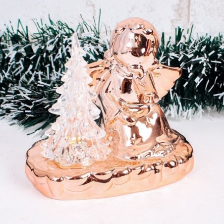 Enfeite Natalino Decorativo Anjo e Árvore C/ Luz 9,7 Cm