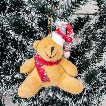 Enfeite Decorativo De Natal Urso C/ Gorro Cachecol 12 Cm