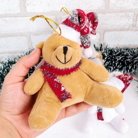 Enfeite Decorativo De Natal Urso C/ Gorro Cachecol 12 Cm 2