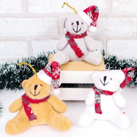 Enfeite Decorativo De Natal Urso C/ Gorro Cachecol 12 Cm