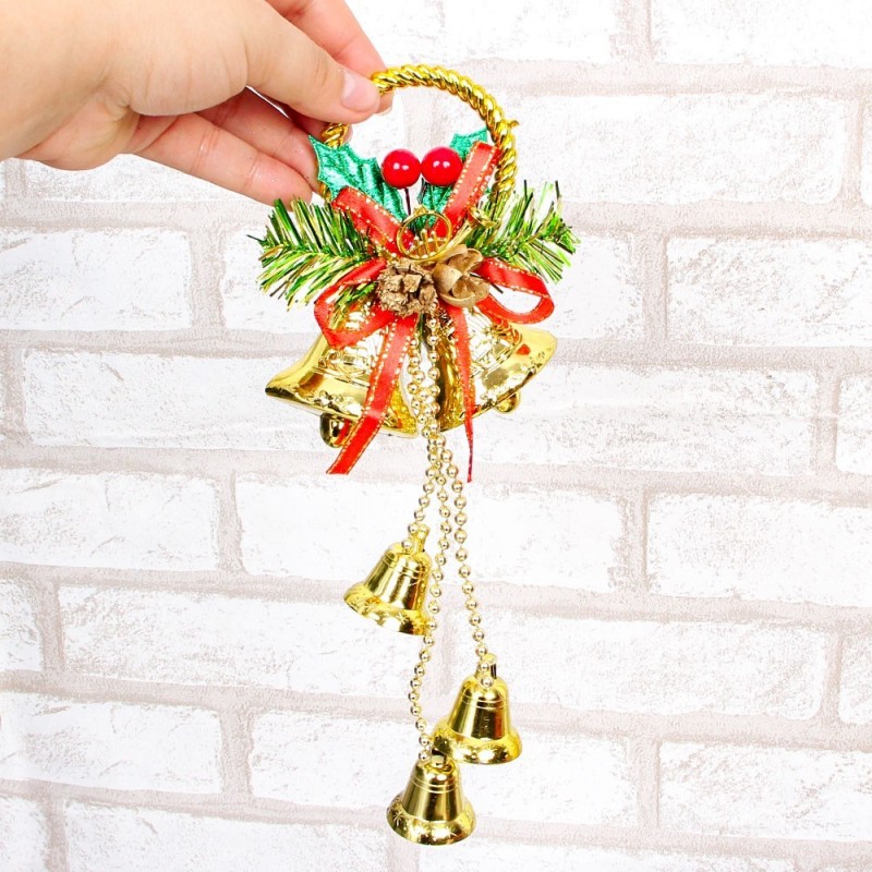 Enfeite Natalino De Pendurar Sinos Decorados 23 Cm Atacado