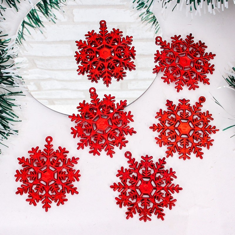 Enfeite Floco De Neve De Natal Pendurar C/ 6 Peças 5,5 Cm