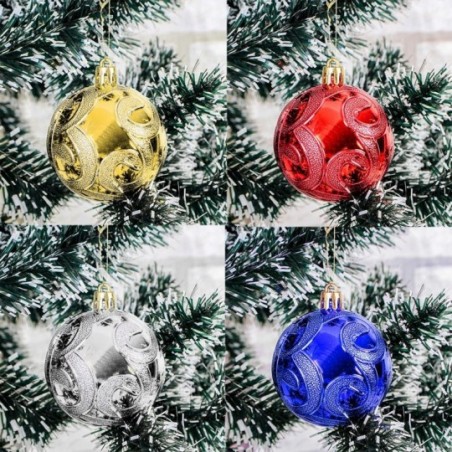 Kit 6 Bolas De Natal Decorada Arabesco Com 6 Cm Atacado