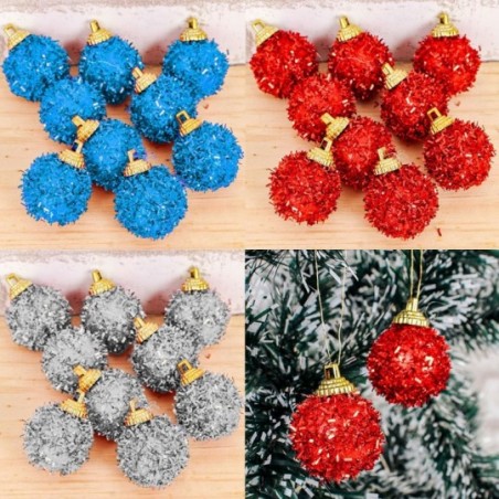 Kit 9 Bolas De Natal Decorada Colorida Com 3 Cm Atacado