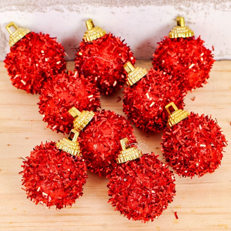 Kit 9 Bolas De Natal Decorada Colorida Com 3 Cm Atacado