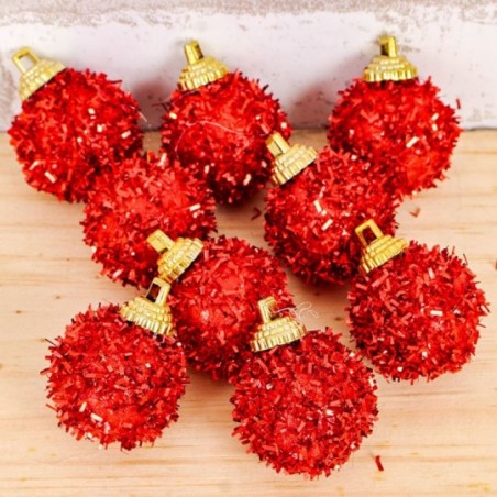 Kit 9 Bolas De Natal Decorada Colorida Com 3 Cm Atacado