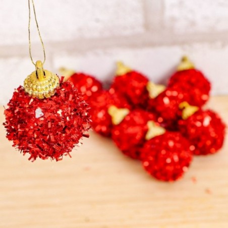 Kit 9 Bolas De Natal Decorada Colorida Com 3 Cm Atacado