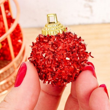 Kit 9 Bolas De Natal Decorada Colorida Com 3 Cm Atacado