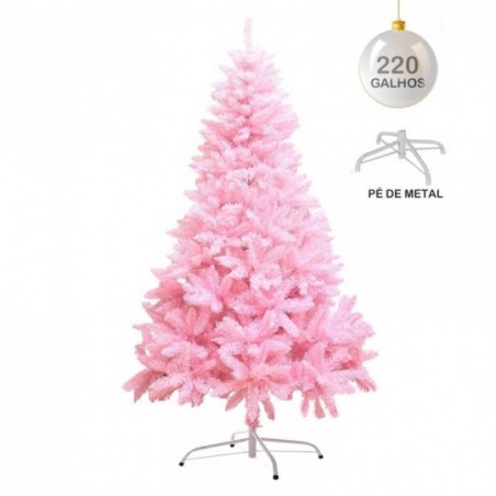 Árvore De Natal Pinheiro Rosa Com 220 Galhos 1,2 Metros