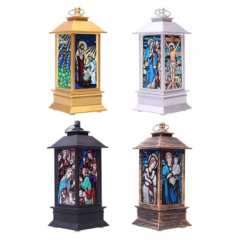 Enfeite Lamparina Natal Figuras Religiosas C/ Led 12 cm