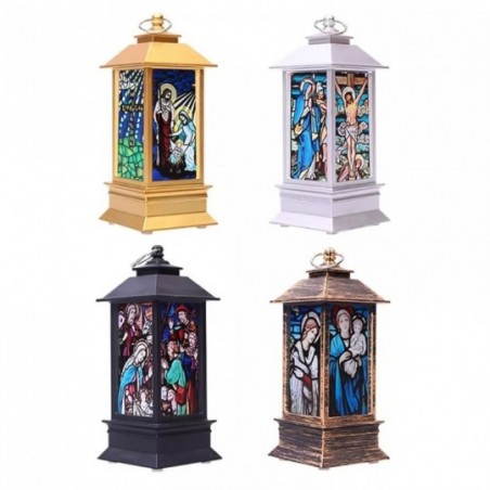 Enfeite Lamparina Natal Figuras Religiosas C/ Led 12 cm