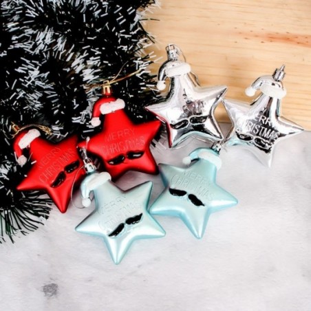 Kit Enfeites Natal Pendurar Estrela Colorido C/ 2 Peças 