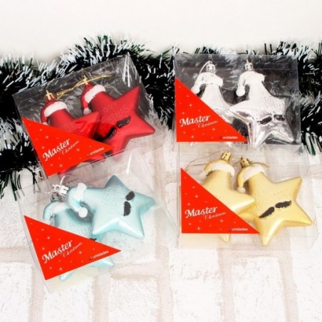 Kit Enfeites Natal Pendurar Estrela Colorido C/ 2 Peças 