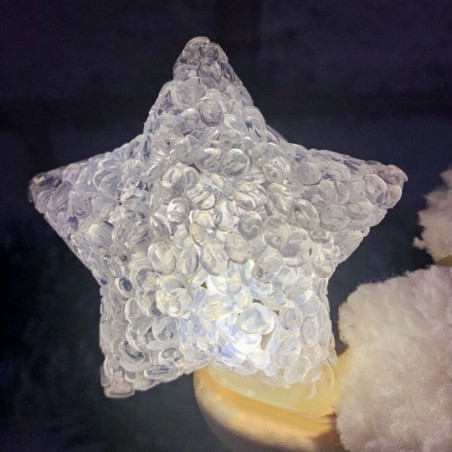 Enfeite Natalino Papai Noel Estrela Cerâmica Com Led