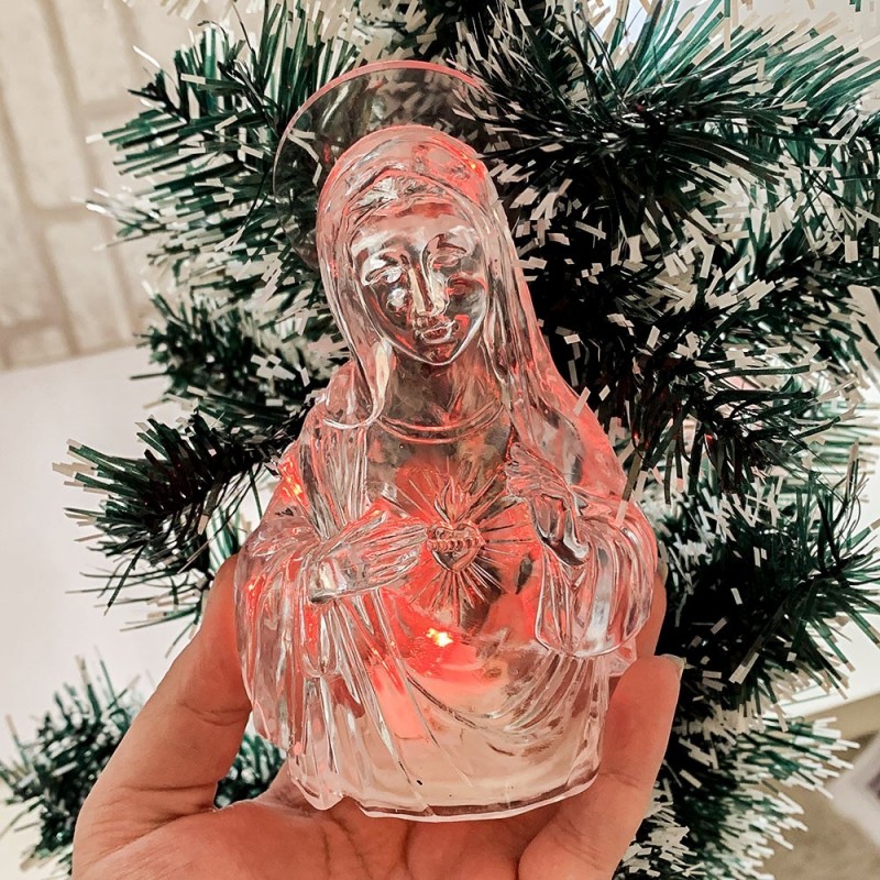 Enfeite Luminoso Natalino Jesus/Maria Com LED 12 cm