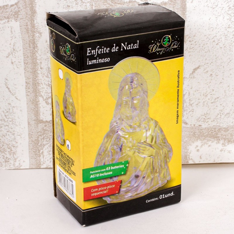 Enfeite Luminoso Natalino Jesus/Maria Com LED 12 cm